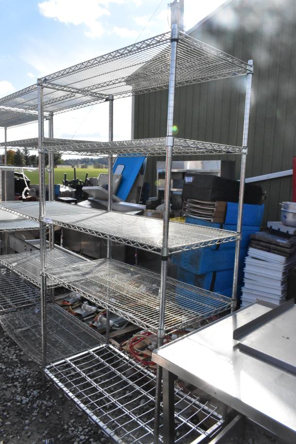 Metro Chrome Finish 5 Tier Wire Shelving Unit in good condition. Suitable for storage, dismantling required by buyer.