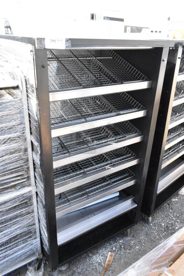 Vulcan 1013776 metal bakery donut display rack with casters, includes multiple metal baskets, ideal for commercial use.