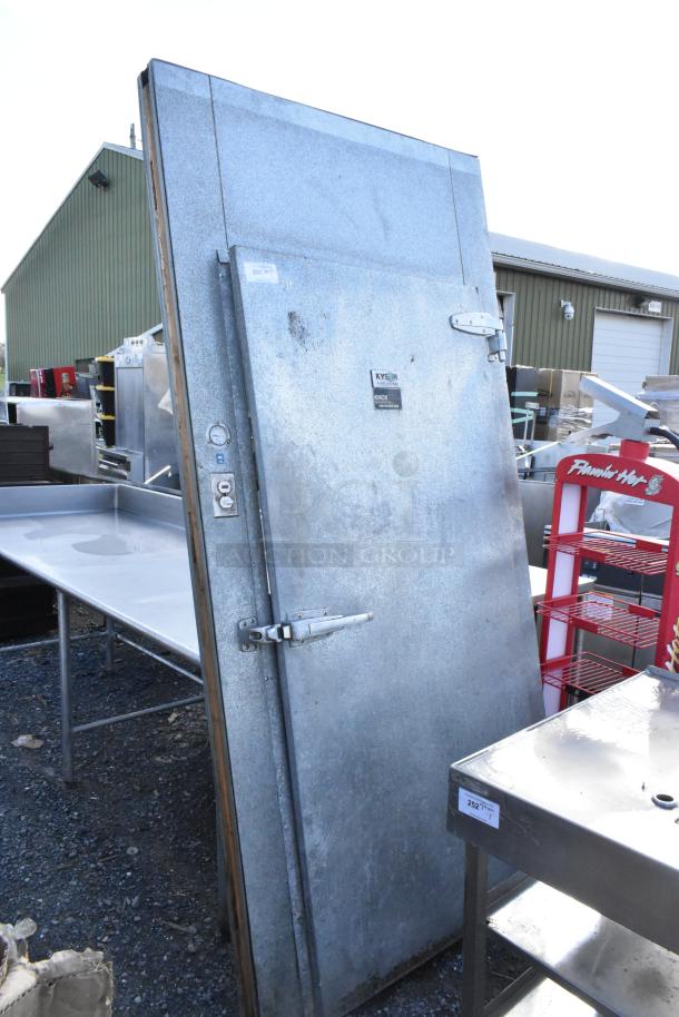 Kysor Walk In Door with frame, heavy-duty metal construction, visible Kysor label, in used condition.