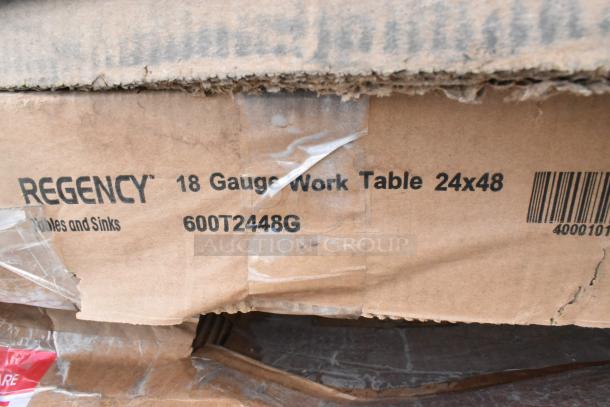 Regency 18-Gauge Work Table, 24"x48", Model 600T2448G, in original packaging with visible label and markings.