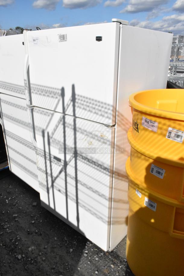 Maytag Single Door Reach In Cooler with Freezer, white, 115 volts, 1 phase, in good condition.