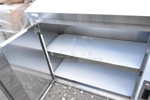 Koolmore KM-WMC-1560-S stainless steel wall cabinet, brand new with minor scratches, hinged doors, 2 shelves, 60 inches wide.