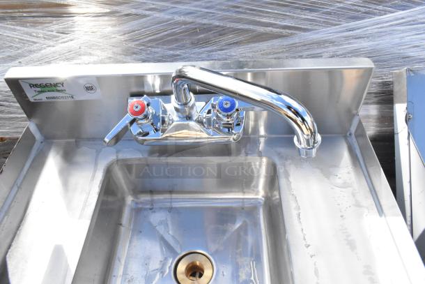 Regency 600BSDS2318 stainless steel blender station with a dump sink, brand new, scratch and dent, no legs, NSF certified.