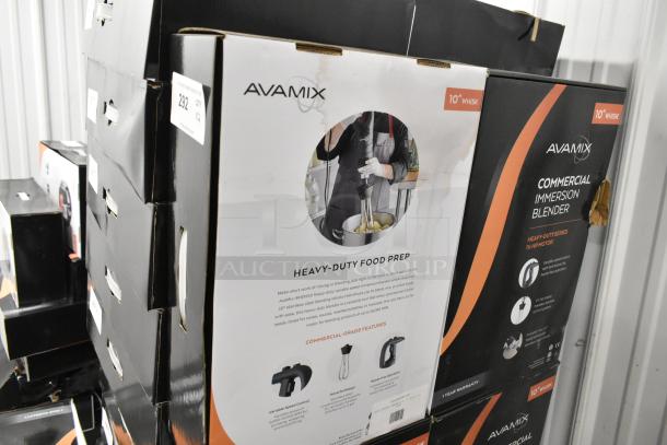 2 Brand New AvaMix Heavy-Duty 10" Whisk Immersion Blenders, 1 1/4 hp, 120V, variable speed, commercial-grade.