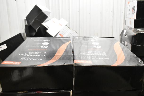 Brand new AvaMix 928IBHDW10 immersion blender with 10" whisk in packaging, 1 1/4 hp, 120V, scratch and dent condition.