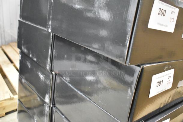 Stack of new AvaMix 928IBHDW10 immersion blenders in sealed boxes. Labels read "300 QTY x2" and "301 QTY x2".