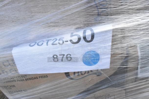 35 new scratch and dent items including napkins, plates, gloves, cold cups, can liners. Label reads "OCT25-50, 876".