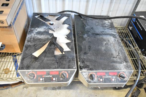 CookTek MC2502F induction ranges, 2-burner, electric, one with broken glasstop, 200-240 volts, countertop model.
