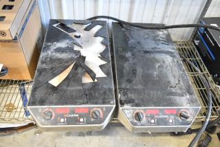 CookTek MC2502F induction ranges, 2-burner, electric, one with broken glasstop, 200-240 volts, countertop model.