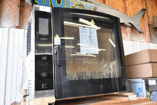 Alto Shaam AR-7T stainless steel commercial rotisserie oven, new in box, 7 spits, 380-415V, 1 phase, model year 2022.