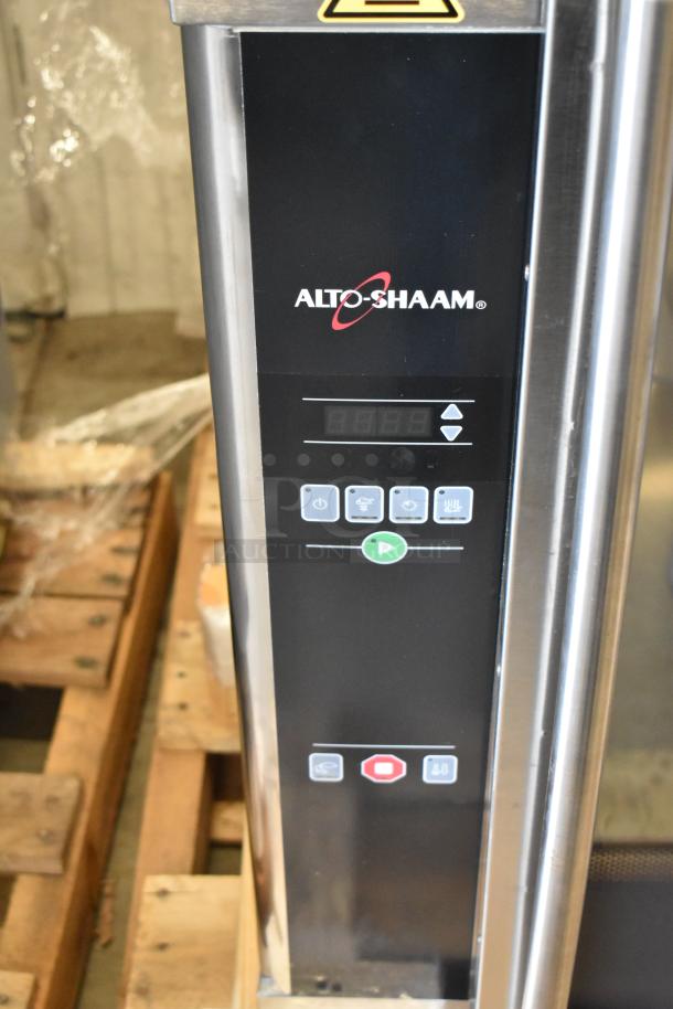 BRAND NEW Alto Shaam AR-7EVH Commercial Rotisserie Oven, stainless steel, electric, 7 spit, 240V, 1 phase, control panel view.