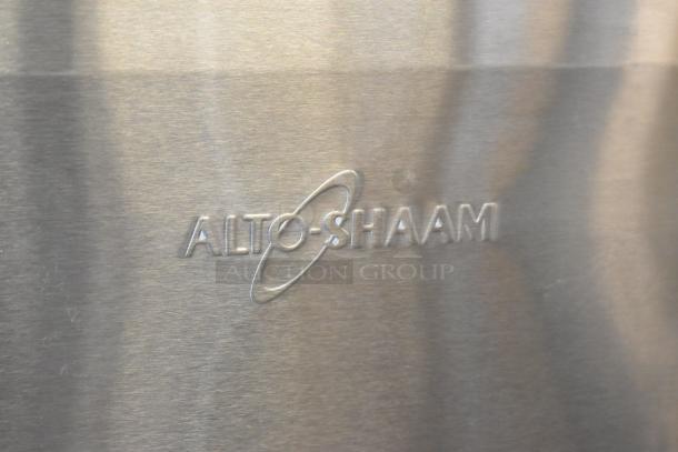 Alto Shaam logo on stainless steel of new AR-7EVH commercial rotisserie oven, 240V, 1 phase.