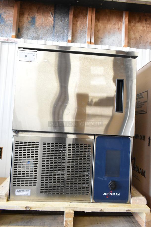 Brand new Alto Shaam QC3-3 stainless steel quickchiller, single door, 7" touchscreen, 115V, 1 phase, in original packaging.