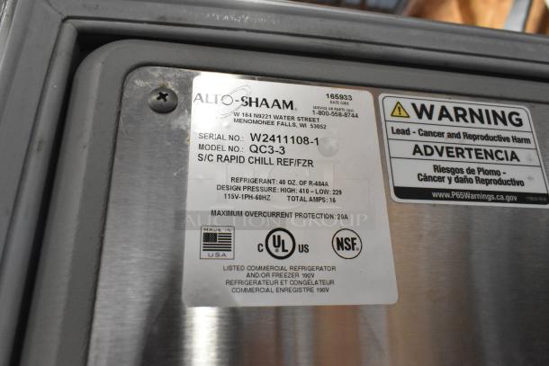 BRAND NEW 2021 Alto Shaam QC3-3 Quickchiller, stainless steel, single door, 7" touch screen, 115V, 1 Phase.