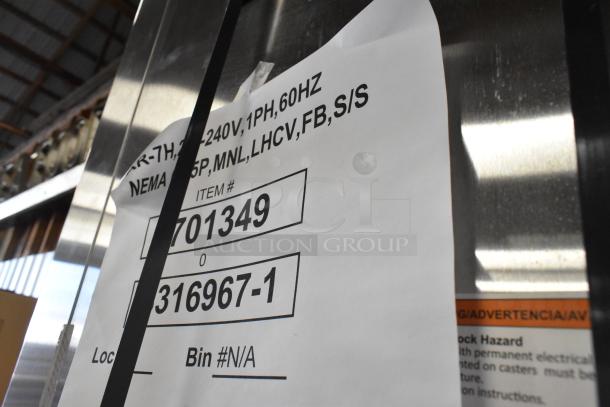 Brand new Alto Shaam AR-7H stainless steel heated cabinet, 8-pan capacity, model details visible on label.