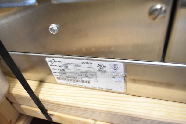 BRAND NEW Alto Shaam AR-7EVH Stainless Steel Rotisserie Oven label; model, 240V, 1 PH, UL listed.