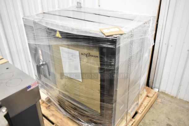 Brand new Alto Shaam AR-7T stainless steel commercial rotisserie oven, 2024 model, 7 spit, 208V, 3 phase, in original packaging.