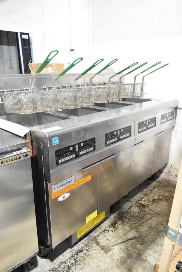2021 Frymaster FPPH455CSE Stainless Steel Commercial Floor Style Natural Gas Powered 4 Bay Deep Fat Fryer w/ 8 Metal Fry Baskets and Filtration System on Commercial Casters. 80,000 BTU. - Image 3 of 18