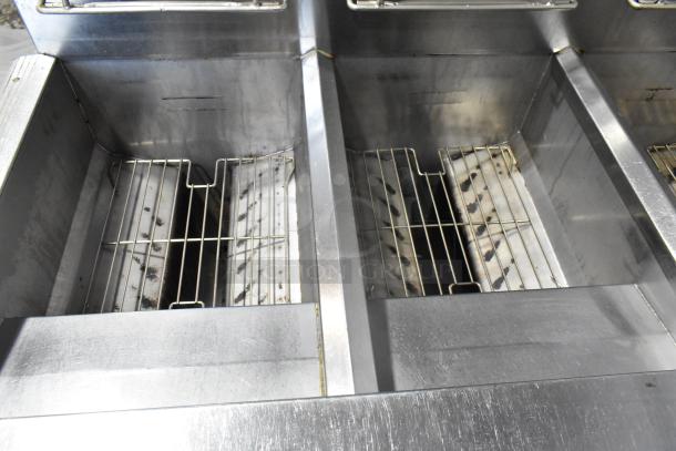 2021 Frymaster FPPH455CSE Stainless Steel Commercial Floor Style Natural Gas Powered 4 Bay Deep Fat Fryer w/ 8 Metal Fry Baskets and Filtration System on Commercial Casters. 80,000 BTU. - Image 8 of 18