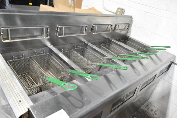2021 Frymaster FPPH455CSE Stainless Steel Commercial Floor Style Natural Gas Powered 4 Bay Deep Fat Fryer w/ 8 Metal Fry Baskets and Filtration System on Commercial Casters. 80,000 BTU. - Image 10 of 18