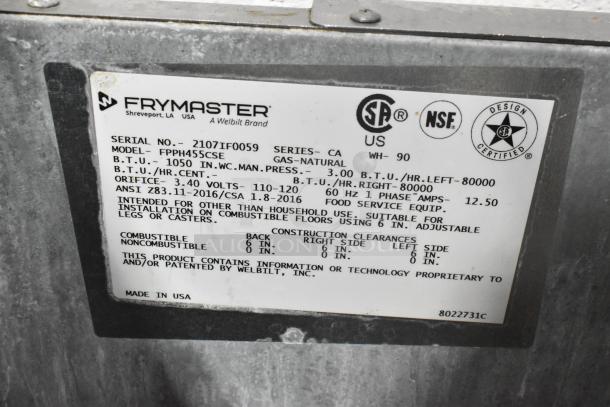 2021 Frymaster FPPH455CSE Stainless Steel Commercial Floor Style Natural Gas Powered 4 Bay Deep Fat Fryer w/ 8 Metal Fry Baskets and Filtration System on Commercial Casters. 80,000 BTU. - Image 15 of 18