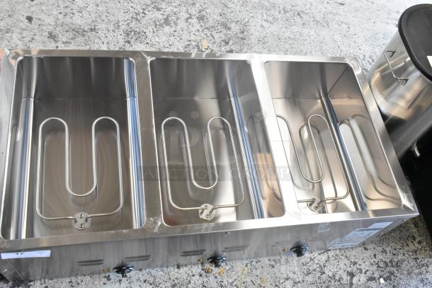 BRAND NEW SCRATCH AND DENT! 2024 Avantco 177STE3S Stainless Steel Three Pan Open Well Electric Steam Table with Undershelf. 120 Volts, 1 Phase. - Image 8 of 9