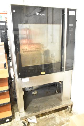 Fri-jado TDR 7-P Stainless Steel Commercial Floor Style Electric Powered Rotisserie Oven on Commercial Casters. 208 Volts, 3 Phase.