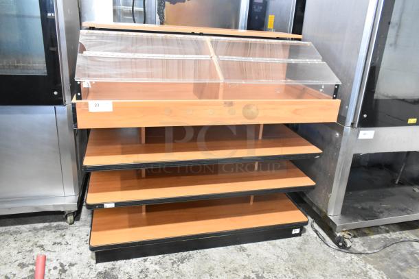 Wood Pattern Dry 2 Compartment Merchandiser Case w/ 3 Under Shelves. - Image 1 of 6