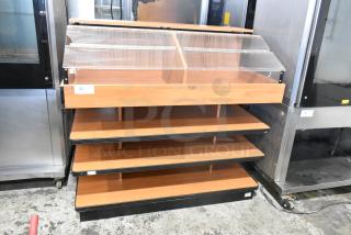Wood Pattern Dry 2 Compartment Merchandiser Case w/ 3 Under Shelves.