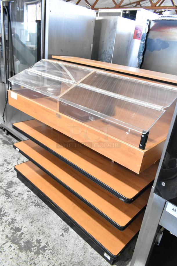 Wood Pattern Dry 2 Compartment Merchandiser Case w/ 3 Under Shelves. - Image 3 of 6