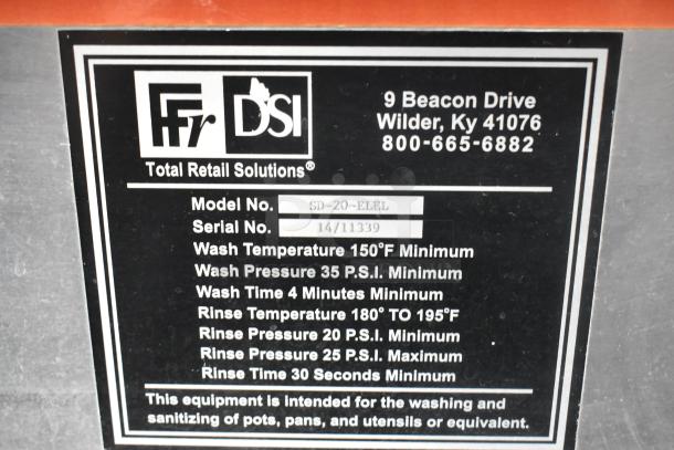 DSI SD-20-ELEL Stainless Steel Commercial Floor Style Pot and Pan Washer. - Image 8 of 8