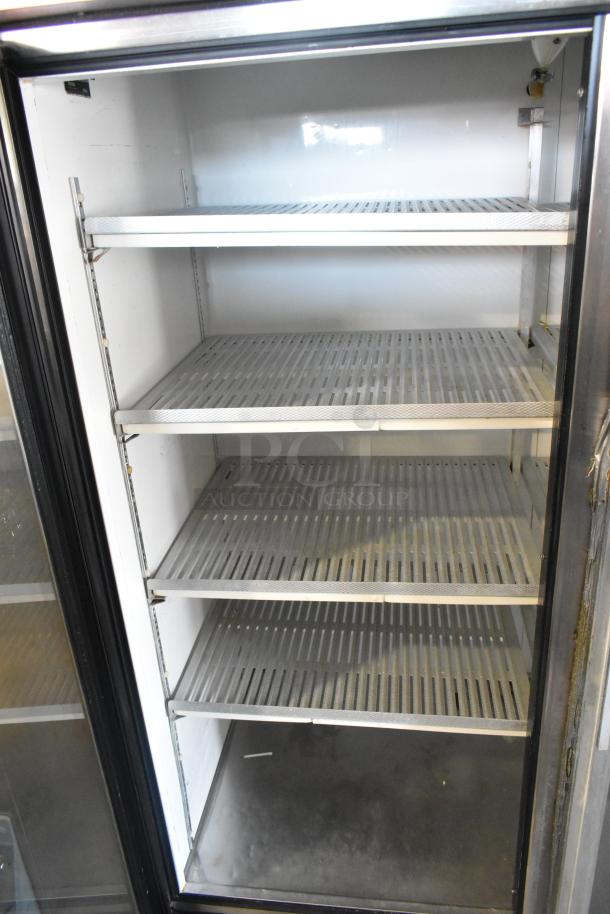 True T-49 Stainless Steel Commercial 2 Door Reach In Cooler Merchandiser w/ Racks on Commercial Casters. 115 Volts, 1 Phase. - Image 4 of 7