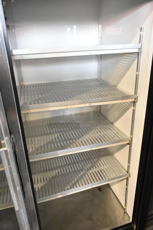 True T-49 Stainless Steel Commercial 2 Door Reach In Cooler Merchandiser w/ Racks on Commercial Casters. 115 Volts, 1 Phase. - Image 5 of 7
