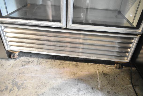 True T-49 Stainless Steel Commercial 2 Door Reach In Cooler Merchandiser w/ Racks on Commercial Casters. 115 Volts, 1 Phase. - Image 6 of 7