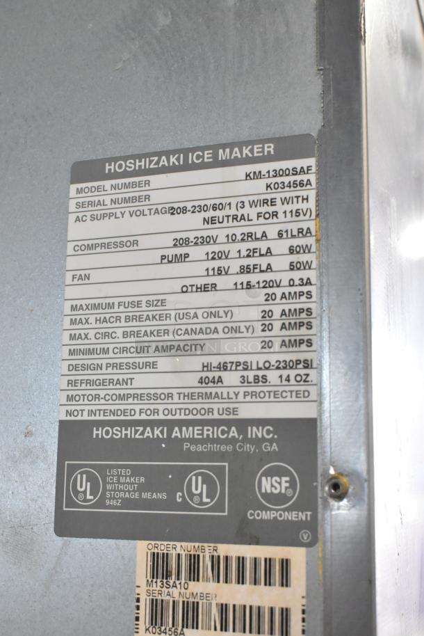 Hoshizaki KM-1300SAF Stainless Steel Commercial Ice Head on Follett Commercial Ice Bin. 208-230 Volts, 1 Phase. - Image 5 of 6
