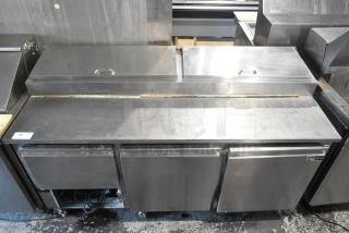 Cooltech CWK-72PT Stainless Steel Commercial Pizza Prep Table on Commercial Casters. 115 Volts, 1 Phase. - Item #1192943