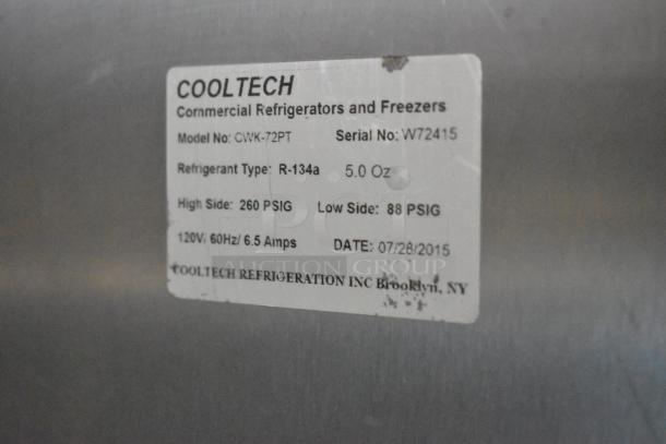 Cooltech CWK-72PT Stainless Steel Commercial Pizza Prep Table on Commercial Casters. 115 Volts, 1 Phase. - Image 10 of 10