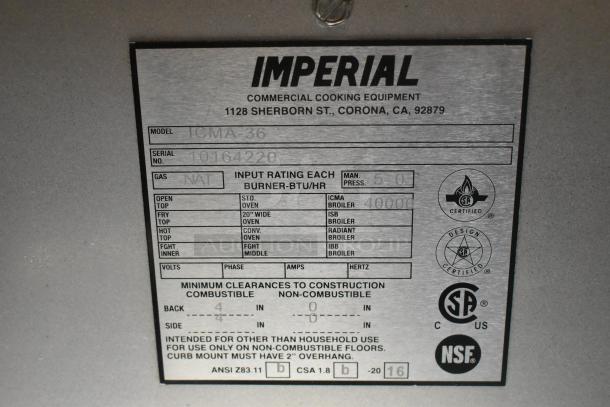 Imperial ICMA-36 Stainless Steel Commercial Natural Gas Powered Cheese Melter. - Image 6 of 7