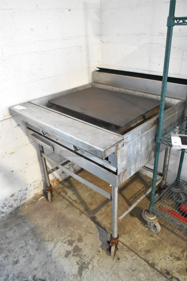 Stainless Steel Commercial Gas Powered Flat Top Griddle on Commercial Casters. - Image 2 of 8