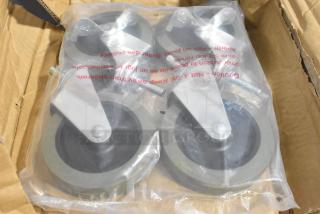 2 BRAND NEW SCRATCH AND DENT! Steelton 465CASTER4 4" Poly Casters - 2 with Brakes - 4/Pack. 2 Times Your Bid!