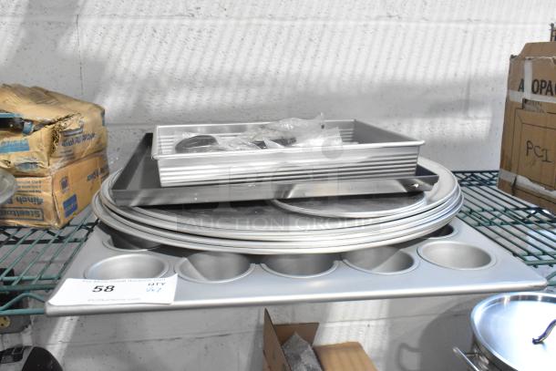 7 BRAND NEW SCRATCH AND DENT! Items Including Muffin Baking Pans, Round Pizza Pans, Silverware. 7 Times Your Bid! - Image 1 of 6