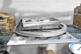 7 BRAND NEW SCRATCH AND DENT! Items Including Muffin Baking Pans, Round Pizza Pans, Silverware. 7 Times Your Bid!