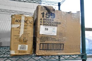 2 BRAND NEW SCRATCH AND DENT! Items Including 303KSE4 Acopa 4" Bright White Square Porcelain Plate - 72/Case and Libbey 159 Heavy Base 12.5 oz. Beverage Glass - 48/Case. 2 Times Your Bid!