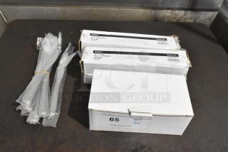 5 BRAND NEW SCRATCH AND DENT! Various Items Including 4 267750808 Acopa Edgeworth 8 1/2" Stainless Steel Extra Heavy Weight Dinner Knife - 12/Case, Box of 2 Sternos. 5 Times Your Bid!