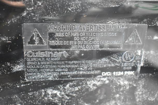 Cuisinart DGB-450 Countertop Coffee Machine. 120 Volts, 1 Phase. - Image 9 of 9
