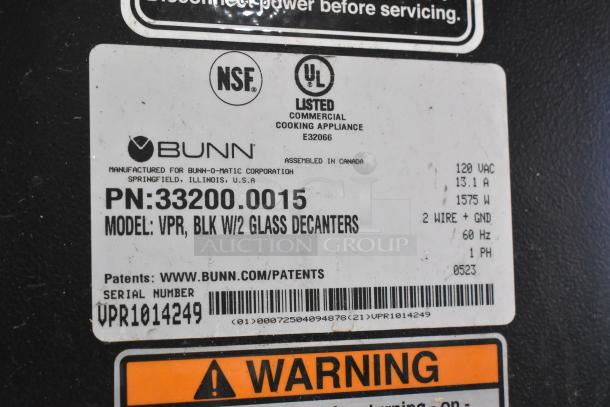 2023 Bunn VPR Stainless Steel Commercial 2 Burner Coffee Machine w/ Poly Brew Basket. 120 Volts, 1 Phase. - Image 6 of 7