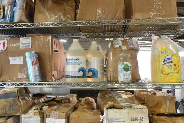 ALL ONE MONEY! Tier Lot of Various Items Including Boardwalk Hand Soap, Ajax Oxygen Bleach Cleanser and Seventh Generation Soap - Image 1 of 7