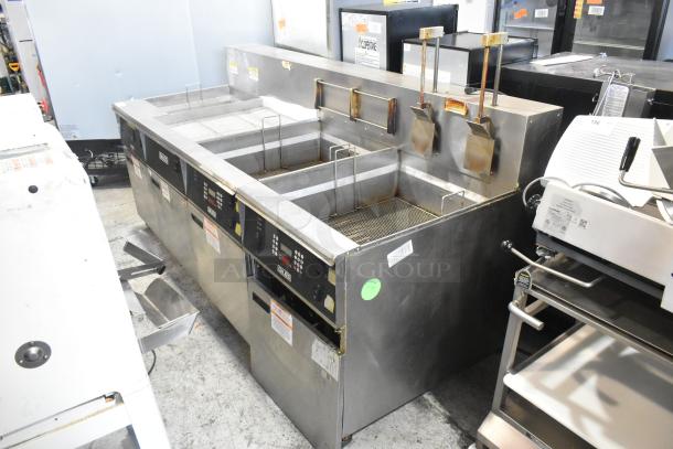 Giles EOF-24 Stainless Steel Commercial Electric Powered 3 Bay Deep Fat Fryer w/ Dumping Station on Commercial Casters. 480 Volts. - Image 2 of 19