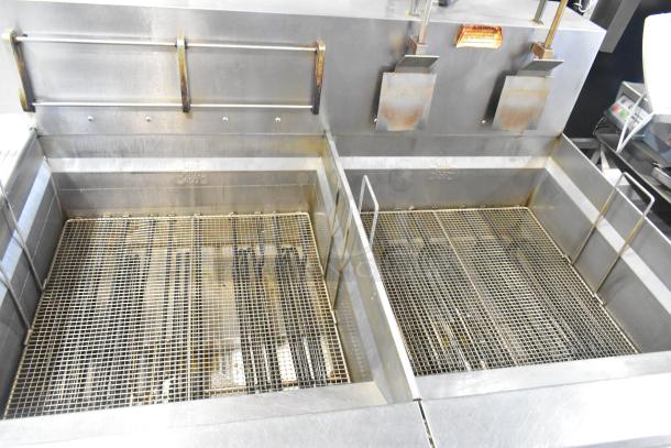 Giles EOF-24 Stainless Steel Commercial Electric Powered 3 Bay Deep Fat Fryer w/ Dumping Station on Commercial Casters. 480 Volts. - Image 8 of 19