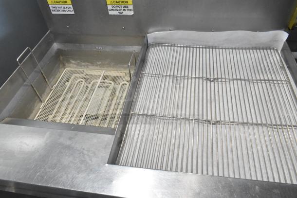 Giles EOF-24 Stainless Steel Commercial Electric Powered 3 Bay Deep Fat Fryer w/ Dumping Station on Commercial Casters. 480 Volts. - Image 9 of 19
